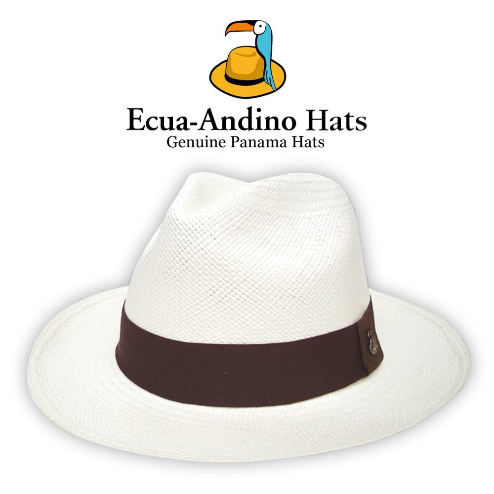 Καπέλο Panama Ecua-Andino Λευκό με καφέ κορδέλα Μ3084