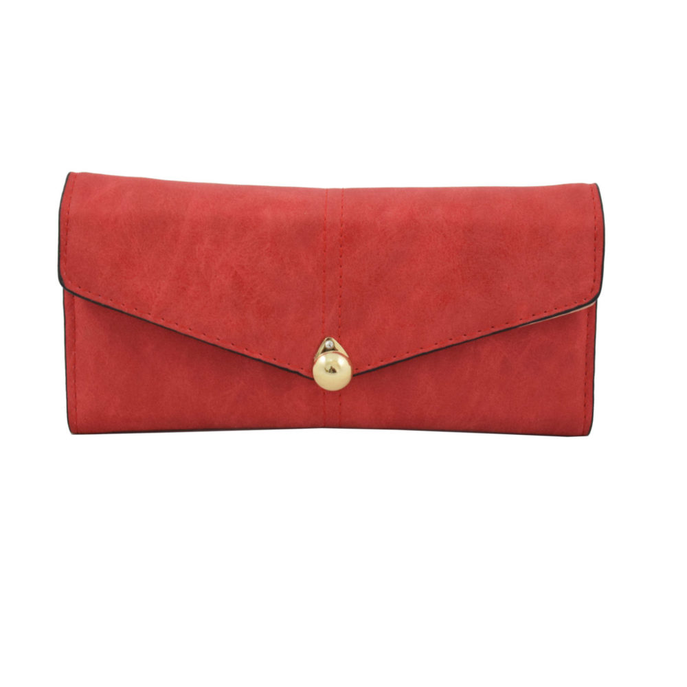 Πορτοφόλι γυναικείο κόκκινο - μεταλλικό κούμπωμα 1025-1
