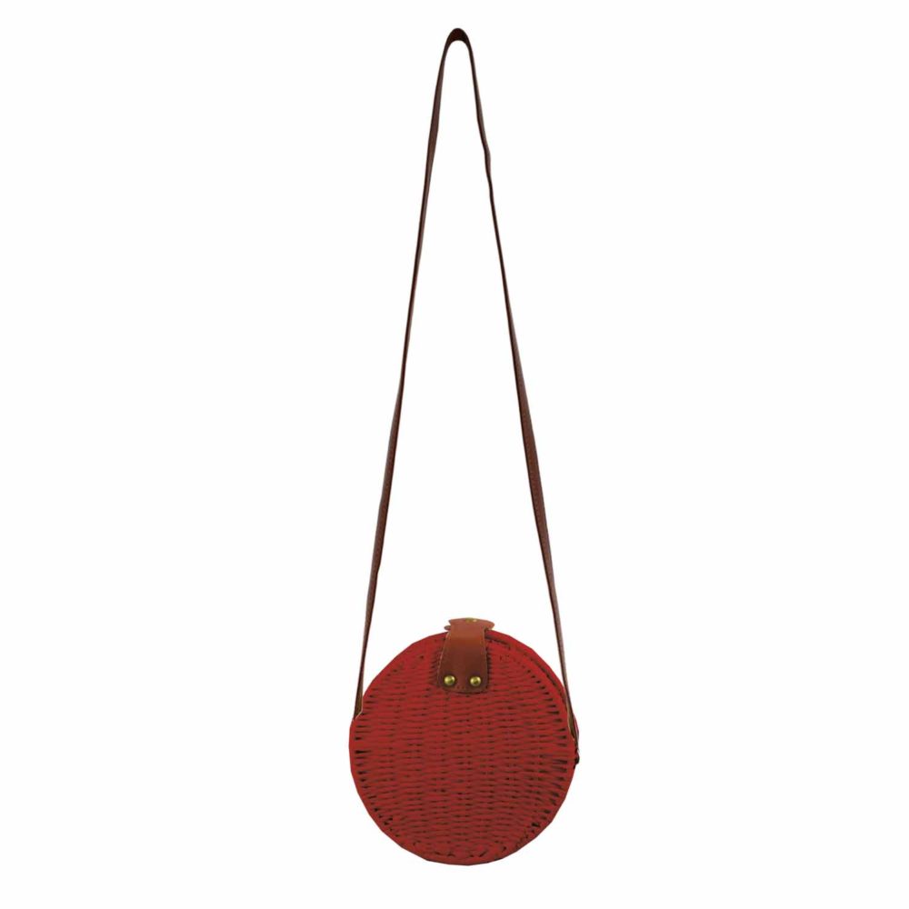 Ψάθινη τσάντα Μπαμπού χιαστί Κόκκινο 90155-3