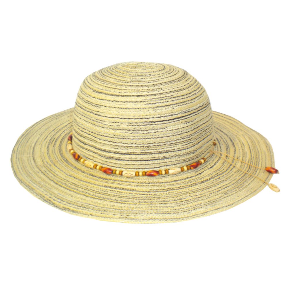 Καπέλο ψάθινο γυναικείο Μπεζ χάντρες Μ178