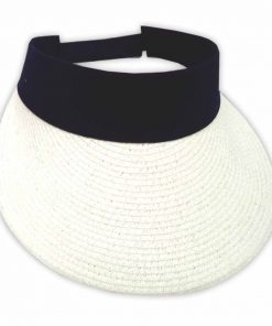 Καπέλο visor σκίαστρο ψάθινο Λευκό-Μπλε Μ208-4