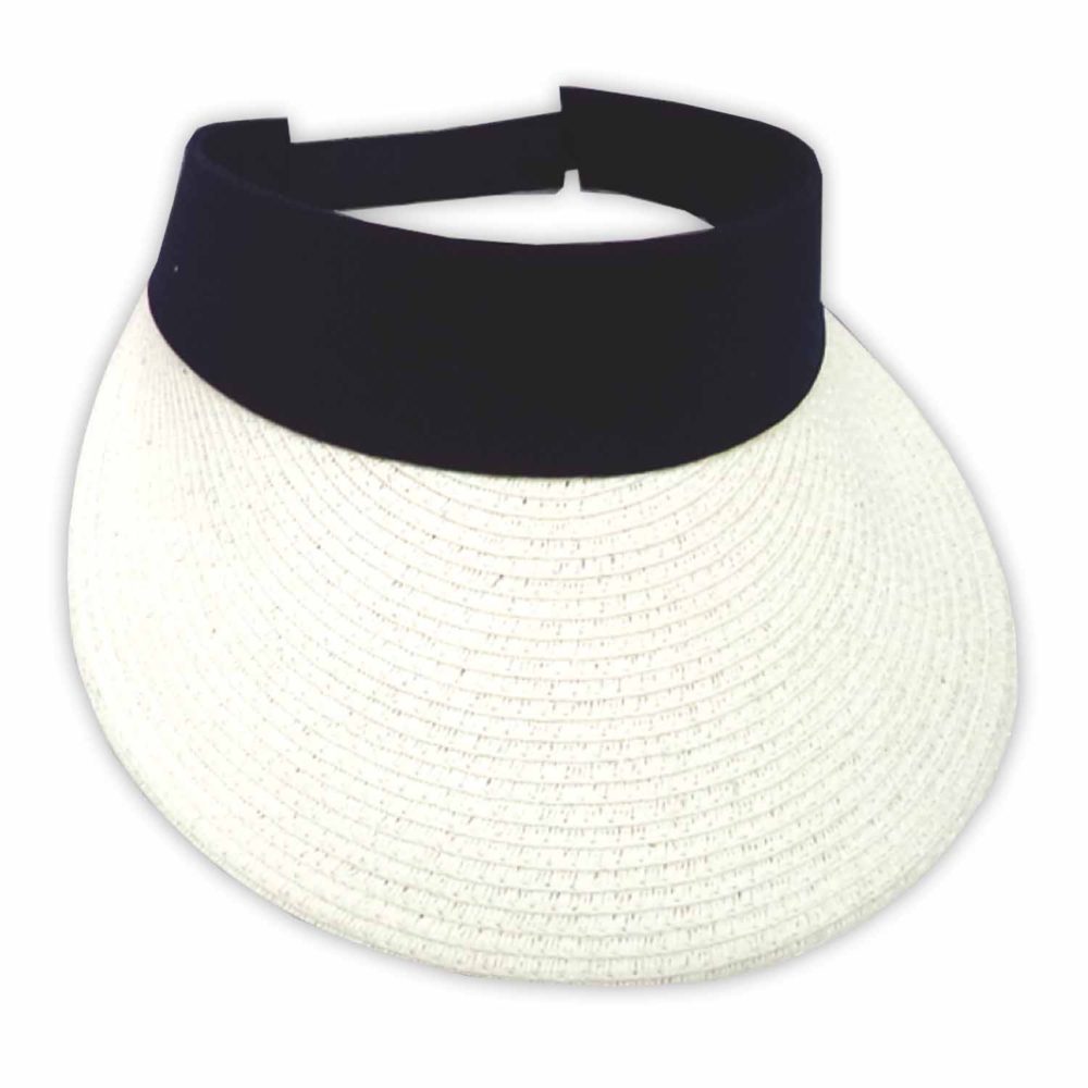 Καπέλο visor σκίαστρο ψάθινο Λευκό-Μπλε Μ208-4