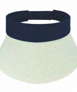 Καπέλο visor σκίαστρο ψάθινο Λευκό-Μπλε Μ208-6