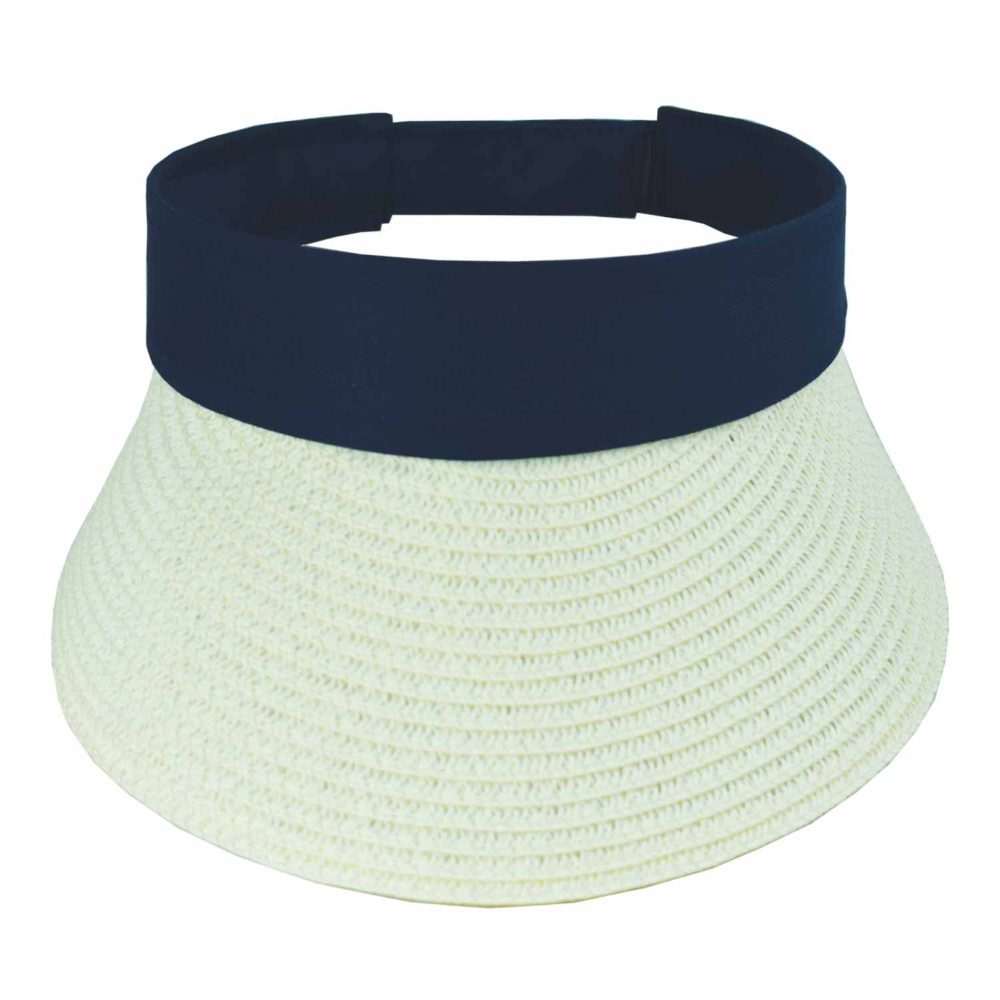 Καπέλο visor σκίαστρο ψάθινο Λευκό-Μπλε Μ208-6