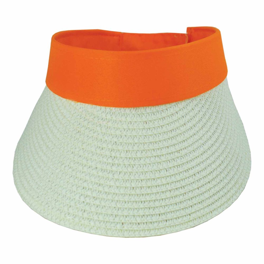Καπέλο visor σκίαστρο ψάθινο Λευκό-Πορτοκαλί Μ208-7