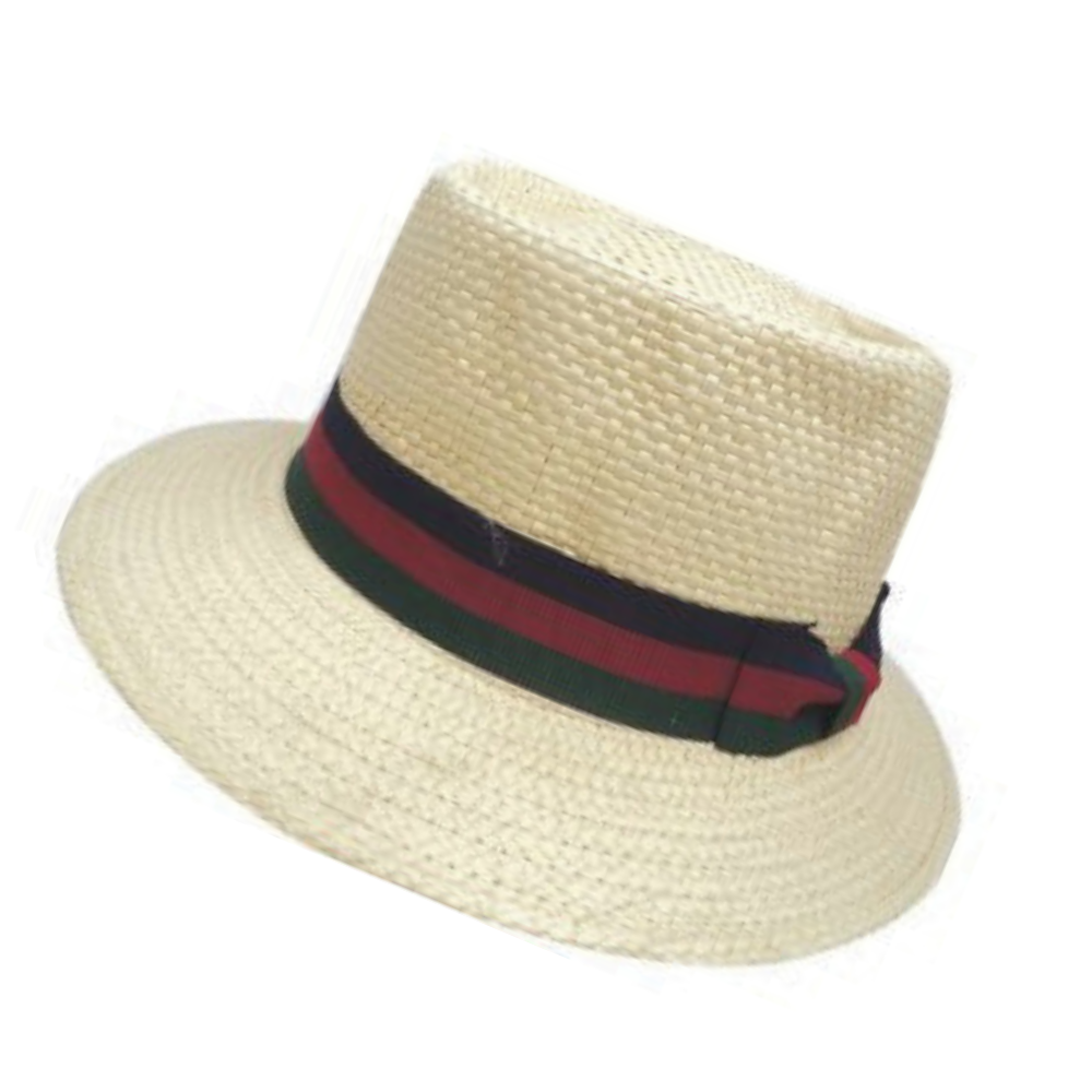Ψάθινο καπέλο γυναικείο ρεπούμπλικα μπεζ με τρίχρωμη κορδέλα M0027
