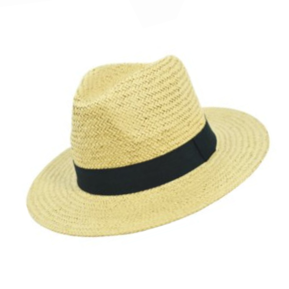 Καπέλο Style Panama μπεζ με μαύρη κορδέλα M5304