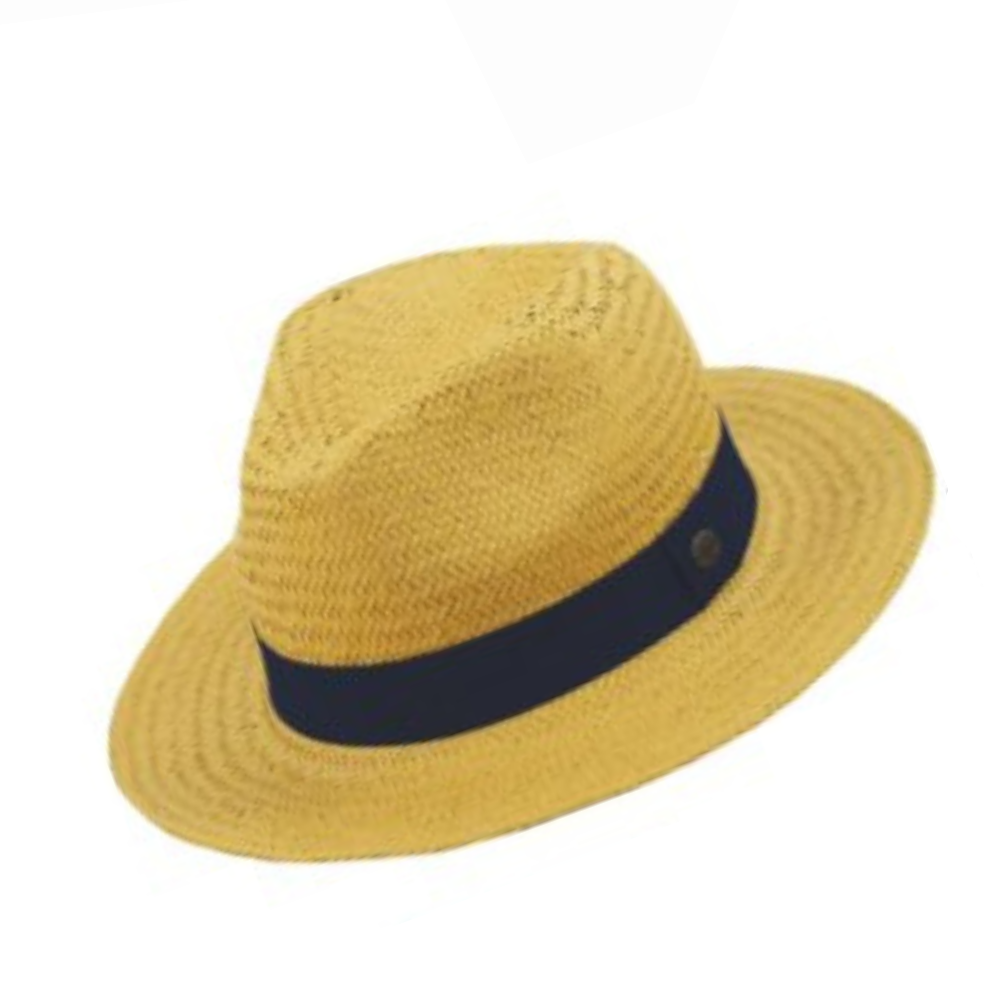 Καπέλο Style Panama μπεζ με σκούρα μπλε κορδέλα M5305