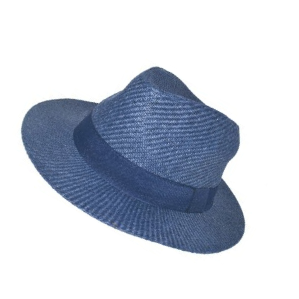 Καπέλο ψάθινο ανδρικό μπλε με μπλε κορδέλα Μ5703.