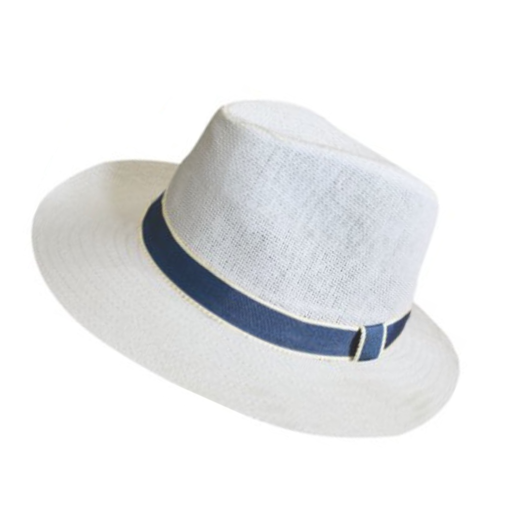 Καπέλο ψάθινο ανδρικό λευκό με μπλε κορδέλα Μ5850.