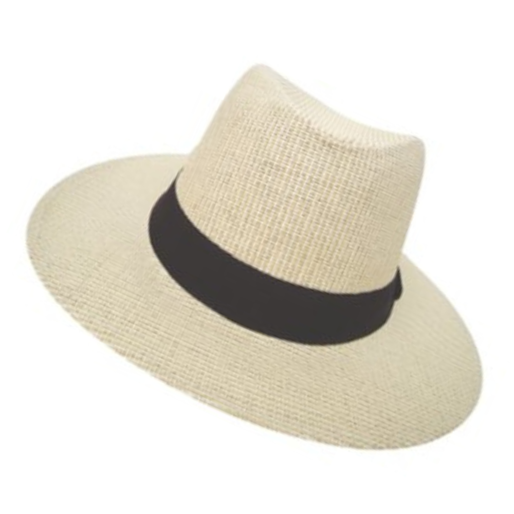 Καπέλο ψάθινο ανδρικό μπεζ με μαύρη κορδέλα Μ5700