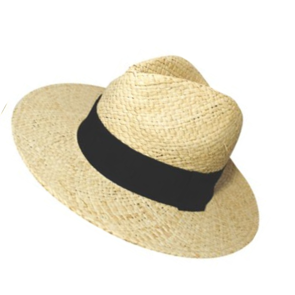 Καπέλο raffia ψάθινο ανδρικό μπεζ με μαύρη κορδέλα Μ4922