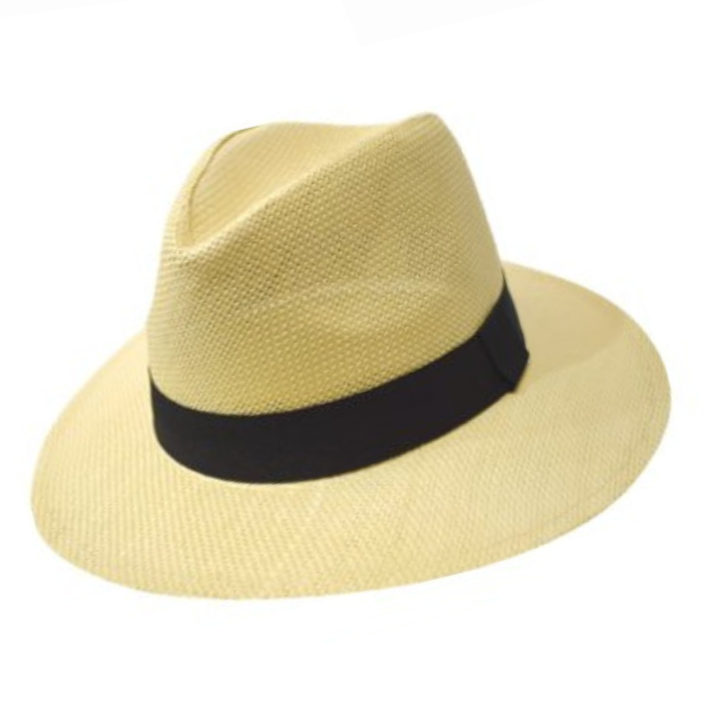 Καπέλο Style Panama μπεζ με με μαύρη κορδέλα Μ5535