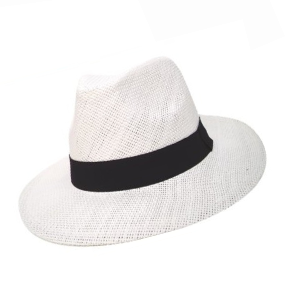Καπέλο Style Panama λευκό με με μαύρη κορδέλα Μ5540
