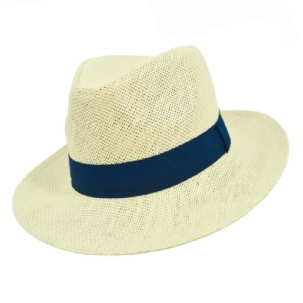 Καπέλο Style Panama μπεζ με μπλε κορδέλα Μ5543