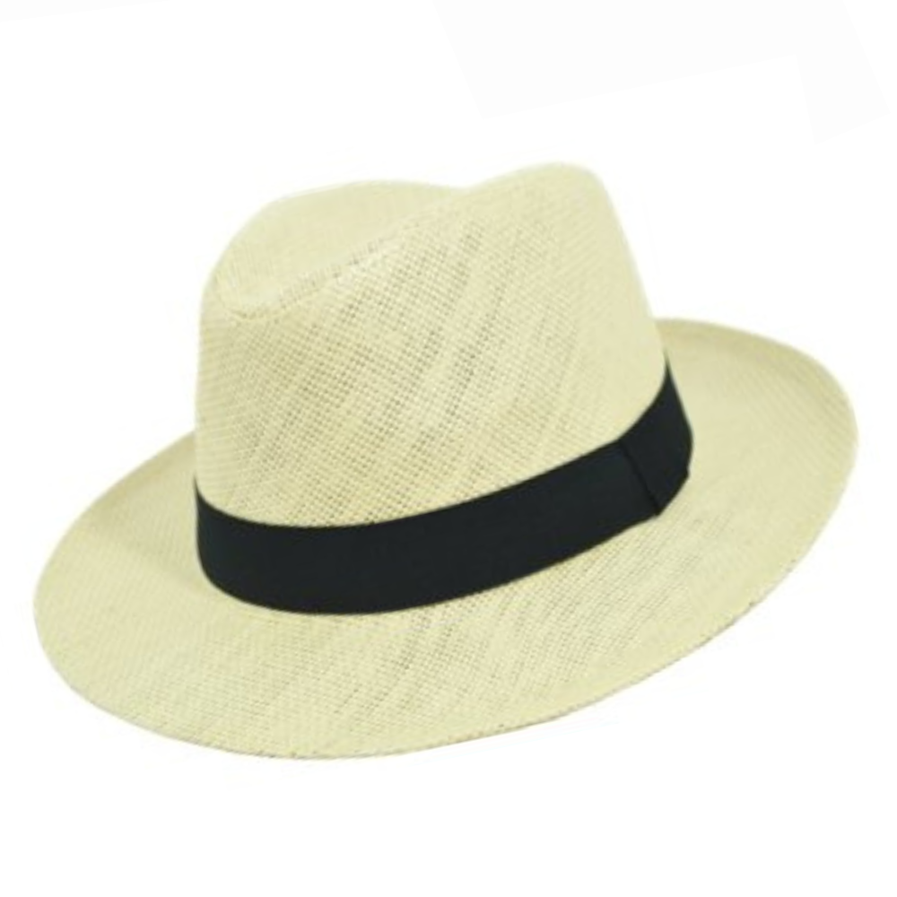 Καπέλο Style Panama μπεζ με μαύρη κορδέλα Μ5545