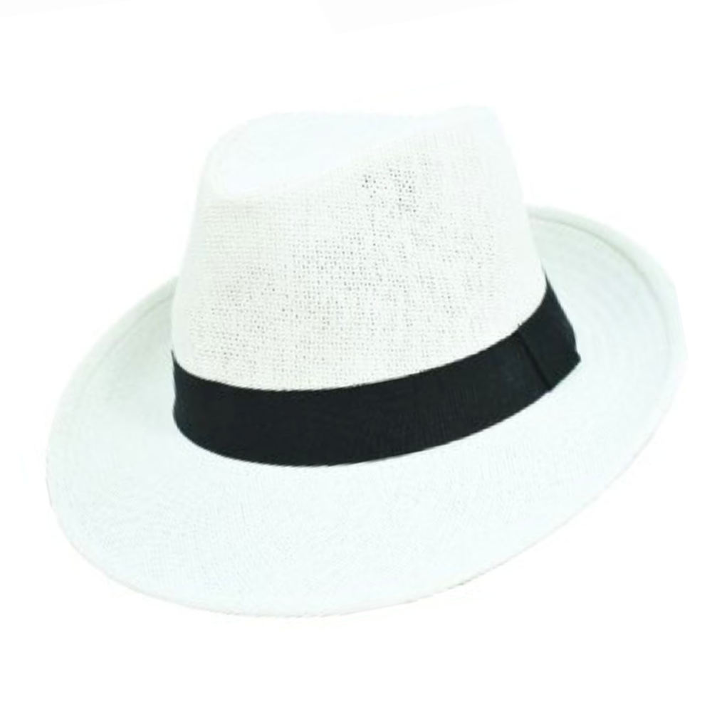 Καπέλο Style Panama λευκό με μαύρη κορδέλα M7304