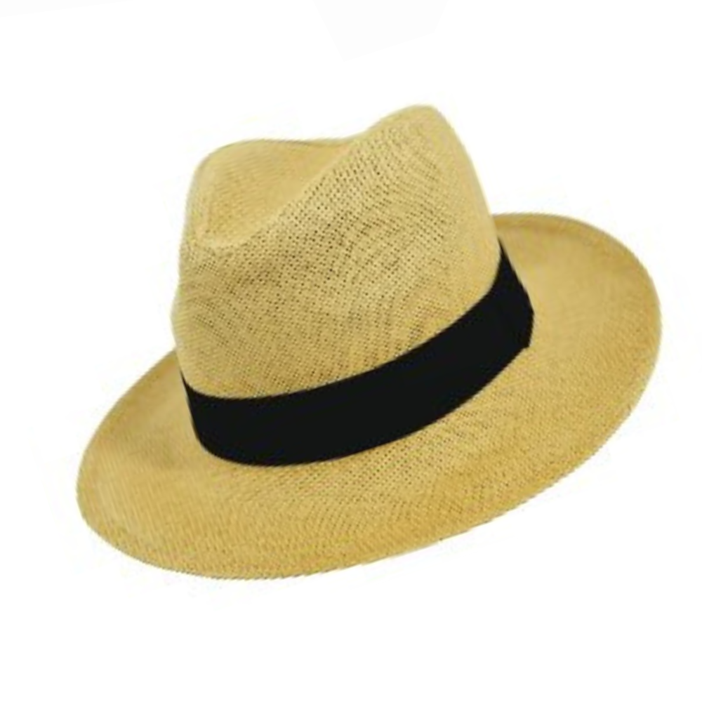 Καπέλο Style Panama μπεζ με μαύρη κορδέλα M55205