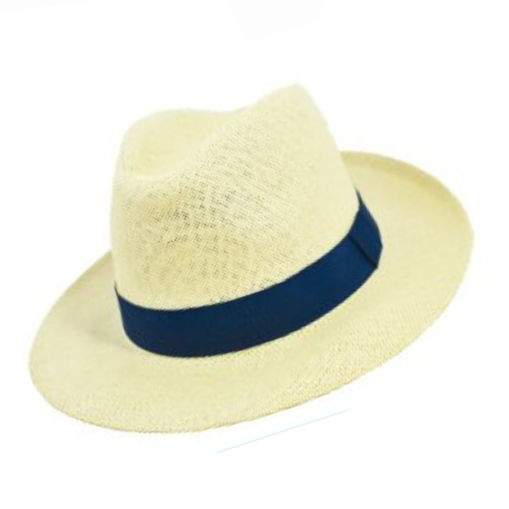Καπέλο Style Panama μπεζ με μπλε κορδέλα M5521