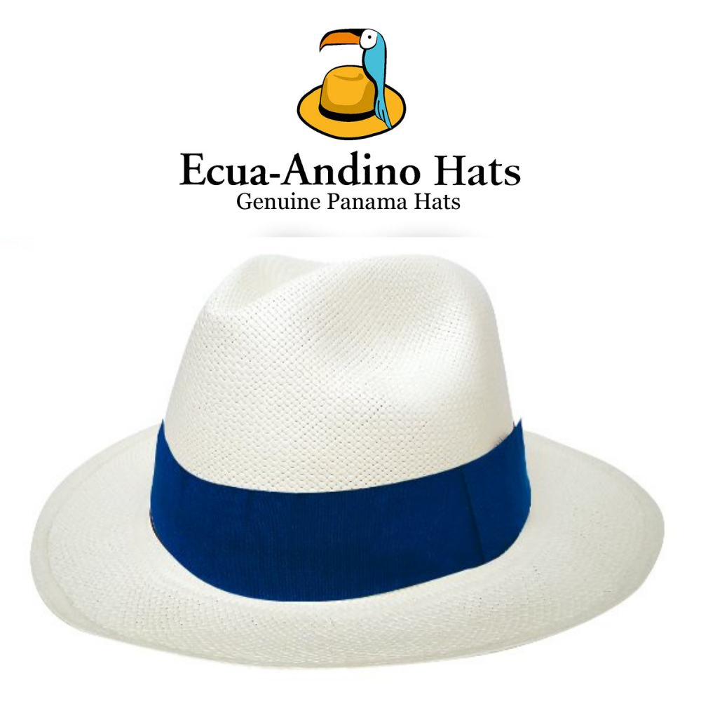 Καπέλο Panama Ecua-Andino Λευκό με μπλε κορδέλα Μ3085