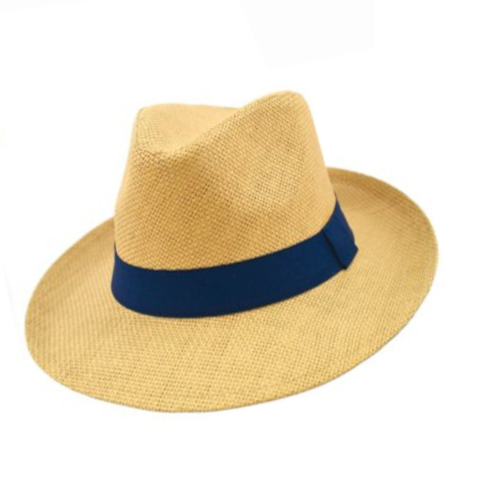 Καπέλο Style Panama μπεζ με μπλε κορδέλα Μ5547