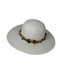 Γυναικείο ψάθινο καπέλο ασπρο