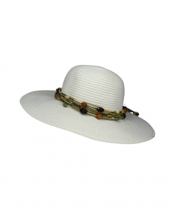 Γυναικείο ψάθινο καπέλο ασπρο