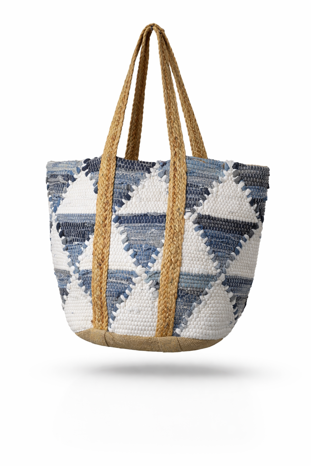 Γυναικεία Τσάντα Ώμου Πλεκτή λευκη μπλε Γυναικεία Τσάντα Ώμου Πλεκτή λευκη μπλε