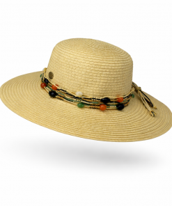 Γυναικείο ψάθινο καπέλο μπεζ σκούρο