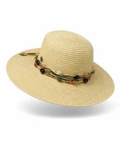 Γυναικείο ψάθινο καπέλο μπεζ σκούρο